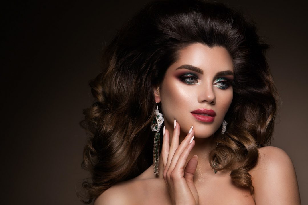 make up glamour portrait of beautiful woman model with fresh makeup and romantic hairstyle